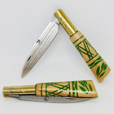 Navaja Regodeseves, mango decorado verde artesanal