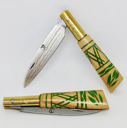 Navaja Regodeseves, mango decorado verde artesanal